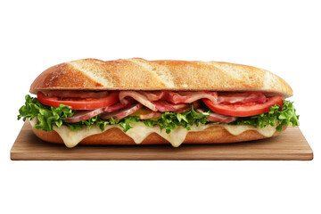 Sandwich with cheese and tomatoes on transparent background
