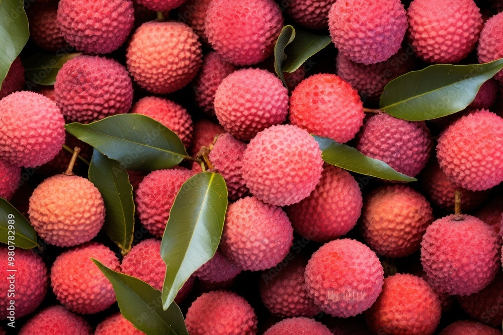 Poster Lychee food market fruit.