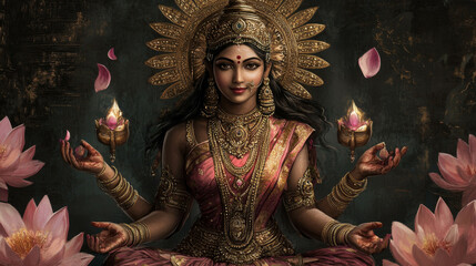Illustration of  Goddess Lakshmi