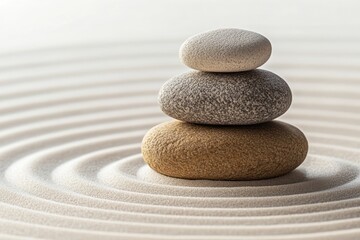 Three stones on top of each other in the center background sand environment.
