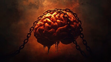 "Symbolic Representation of a Brain Enslaved by Chains"