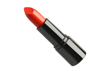 Red lipstick in a stylish case on a transparent background