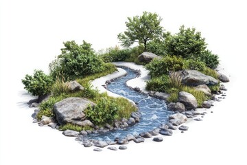 Obraz premium River curved path landscape outdoors nature.