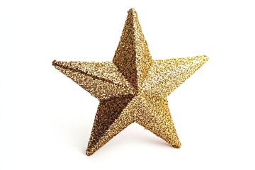 Golden Christmas star isolated on white background 