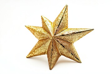 Golden Christmas star isolated on white background 