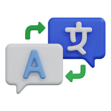 language translate from english to chinese or japanese app translator 3d render icon illustration