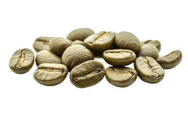 Obraz premium Green coffee beans isolated on white or transparent background