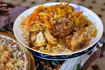 Uzbek Beef plov. Bukhara, Uzbekistan