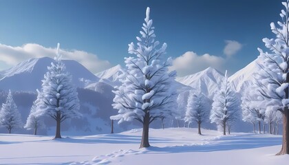 winter landscape with trees and snow