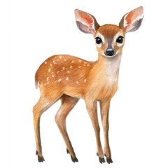 Muntjac watercolor clipart illustration isolated
