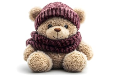 a stuffed bear wearing a hat and scarf

