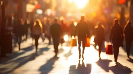 Blurred people walking person urban city.