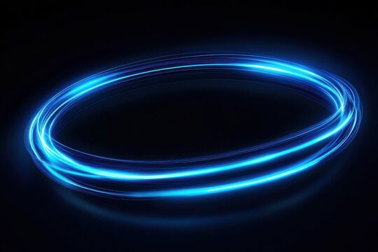 Glowing blue neon light circle