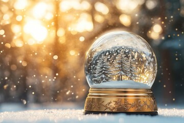 Magical snow globe outdoors nature bell.