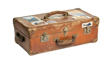 old suitcase isolated on white