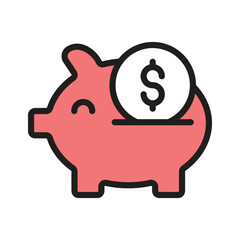 Piggy bank icon for savings, and financial planning tools