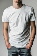 Obraz premium White Male Tshirt Mockup clothing apparel t-shirt.