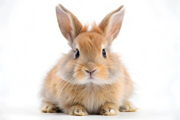 Fototapeta premium Cute Fluffy Bunny Against a White Background