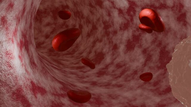 red and white blood cells flowing ( Immune cells in blood vein)