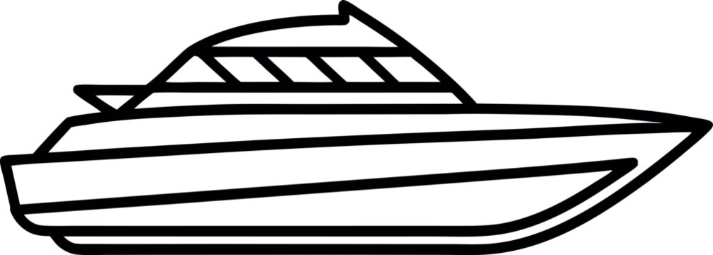 recommend clip art: Minimalist Yacht Line Art Illustration of a Sleek Modern Speedboat