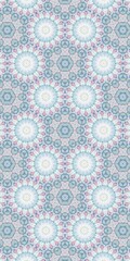 Abstract Kaleidoscope Geometry Psychedelic Art Pastel Pink Blue White Pattern Background
