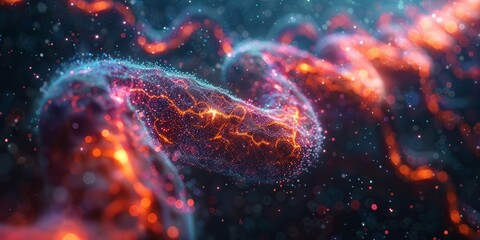 Abstract glowing DNA , symbolizing genetics, biotechnology, and futuristic medical research