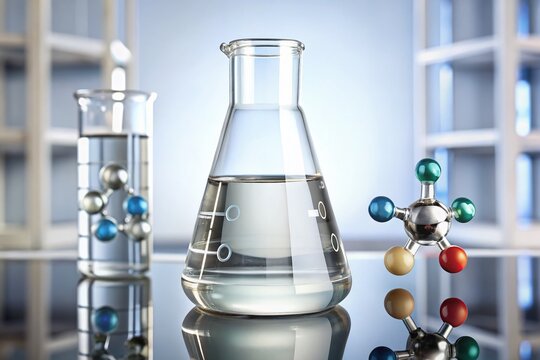 A transparent glass beaker containing a colorless, volatile liquid with molecular formula C7H16, commonly known as
