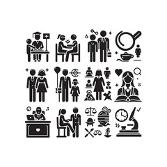 MEN AND WOMEN ICON SET BLACK AND WHITE