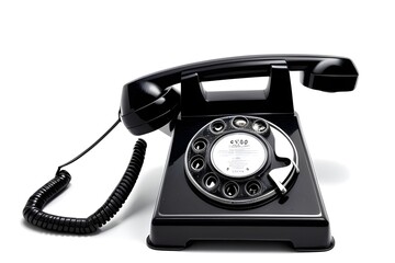 Vintage Rotary Telephone Isolated on White Background