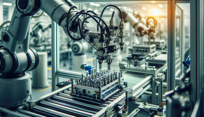 industrial machines operating in a modern factory