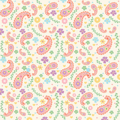 seamless vector paisley pattern with trend patelcolors for bed linen .textiles, fabrics, greeting cards and scrapbooking,shawl