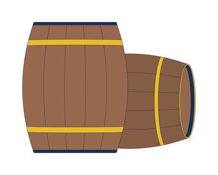 recommend clip art: Old fashioned wooden barrels 2D cartoon objects. Elite alcohol containers. Drinks and food products casks storage isolated element flat vector clipart on white background. Spot illustration