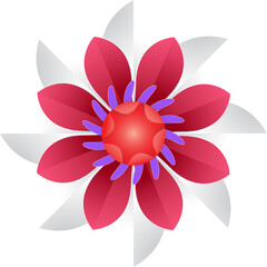 Red  flower decoration element graphic design,  PNG file no background