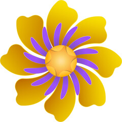 Yellow  flower decoration element graphic design,  PNG file no background