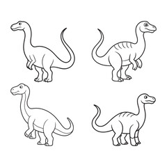  Set of Dinosaur outline drawing.