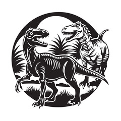  Prehistoric dinosaur art silhouette.