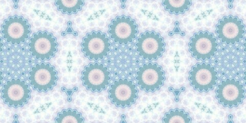 Abstract Kaleidoscope Geometry Psychedelic Art Pastel Pink Blue White Pattern Background