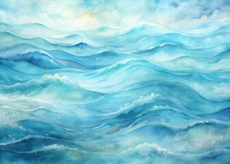 Obraz premium Softly blended abstract aqua hues reminiscent of serene ocean waves, undulating watercolor strokes create a calming, dreamy textured pattern perfect for a soothing wallpaper background.