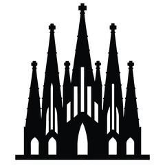 Adoa black and white image of a church with a cross on the top.e Illustrator Artwork