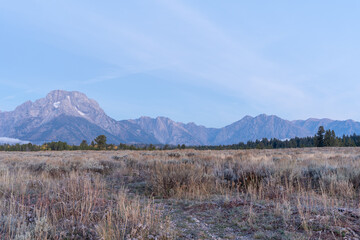 A stunning view of the Teton mountain range in Grand Teton National Park, WY.