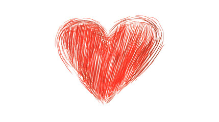 Fototapeta premium A simple hand-drawn heart in vibrant red on a clean white background expressing love and affection