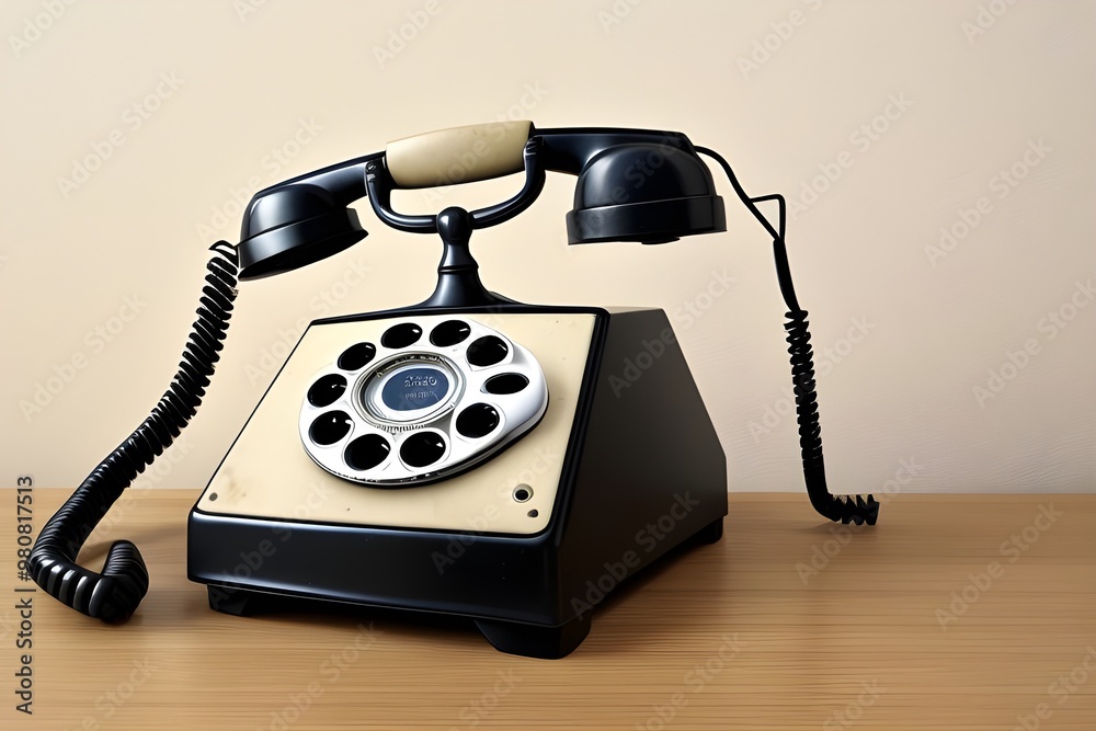 Wall mural vintage rotary telephone isolated on white background