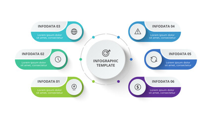 Creative concept for infographic with 6 steps, options, parts or processes. Business data visualization.