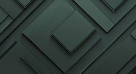 Fototapeta premium Abstract green geometric shapes arranged on a textured surface creating depth and dimension