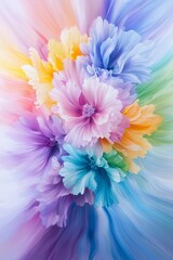 Obraz premium Abstract Floral Explosion, burst of abstract flowers with vibrant, overlapping colors