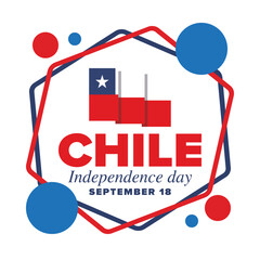 Chile Independence Day. Happy national holiday Fiestas Patrias. Freedom day. Celebrate annual in September 18. Chile flag. Patriotic chilean design. Poster, card, banner, template, background. Vector