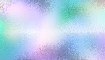 Frosted Iridescent Glass. Ribbed texture, Rainbow glowing Pearlescent corrugated frost vector window. Holographic transparent background. Refraction texture acrylic ribbed. Foil overlay.