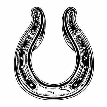 recommend clip art: Lucky horseshoe black white illustration