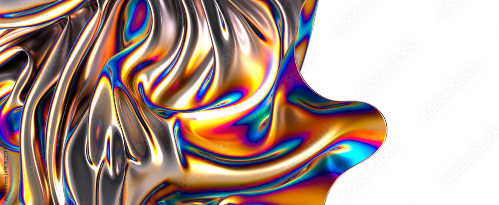 Poster abstract iridescent folds of metallic fabric a symphony of colors and shapes