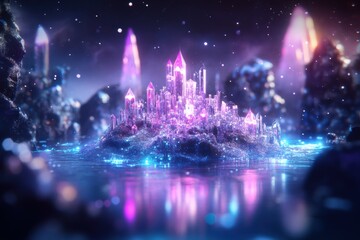 Fototapeta premium A fantastical world featuring rolling hills made of vibrant glass